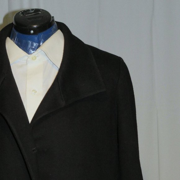 Fleurette Recent Black Brushed Loro Piana Wool Three Button Overcoat 10